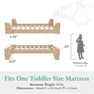 Maverick Montessori Toddler Floor Bed with 2 Heights - Natural - Crib & Toddler Mattress
