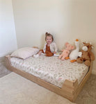 Maverick Montessori Toddler Floor Bed with 2 Heights - Natural - Crib & Toddler Mattress