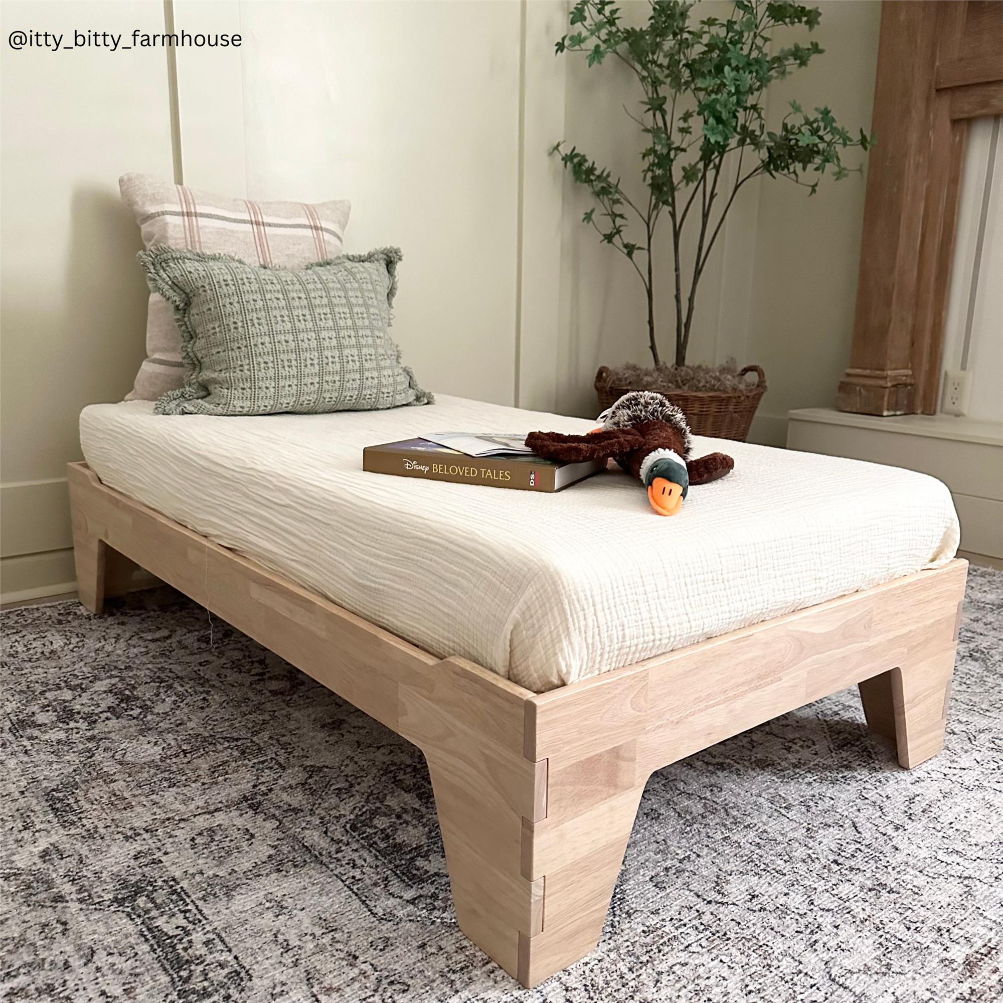 Maverick Montessori Toddler Floor Bed with 2 Heights - Natural - Crib & Toddler Mattress