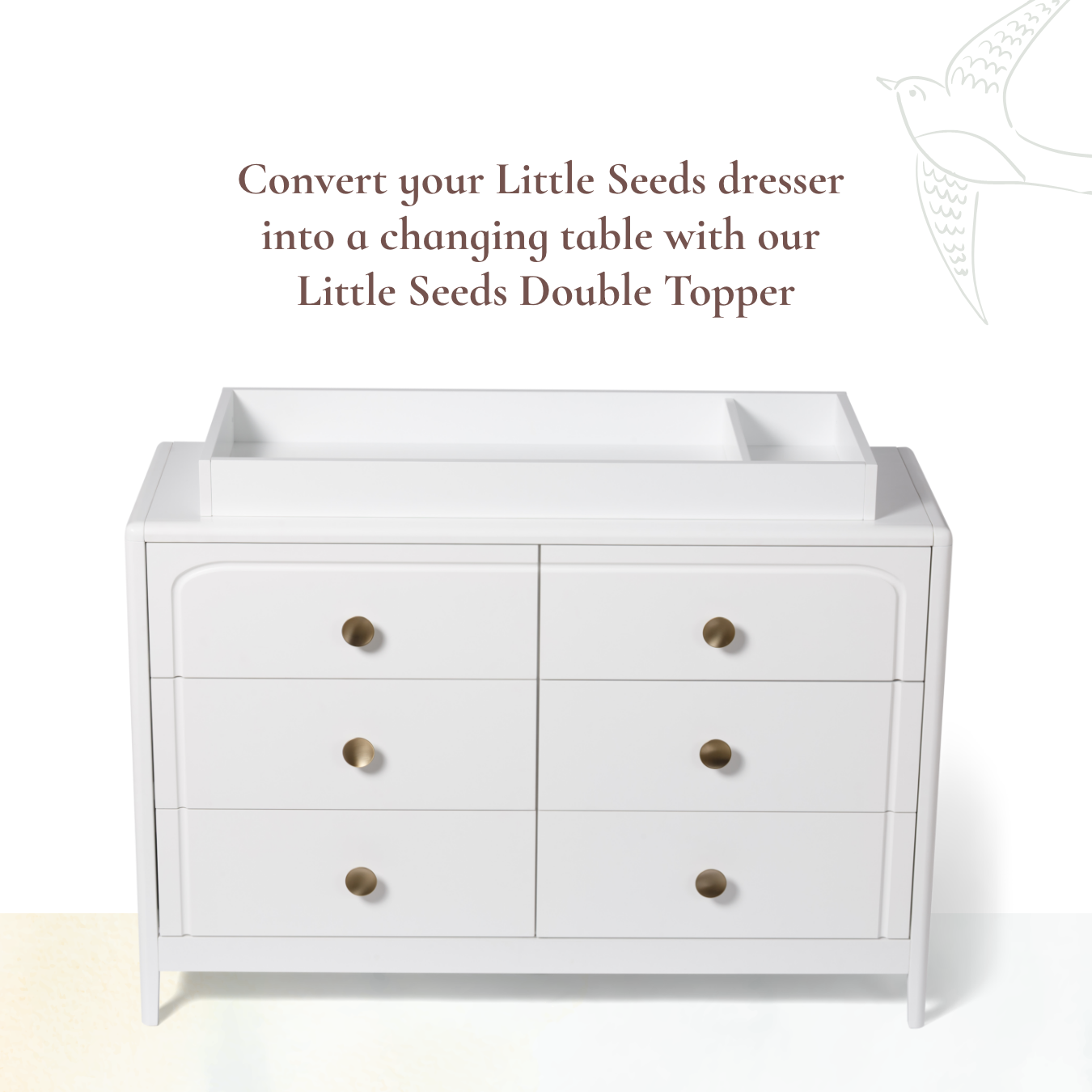 Double Topper - convert your Little Seeds dresser into a changing table with our Little Seeds Double Topper