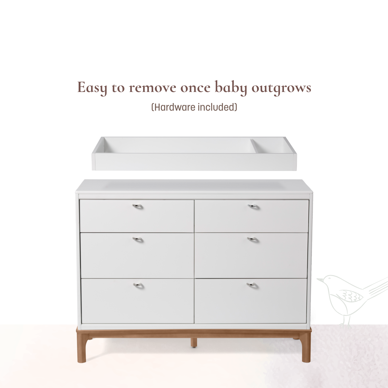 Double Topper - easy to remove once baby outgrows (hardware included)