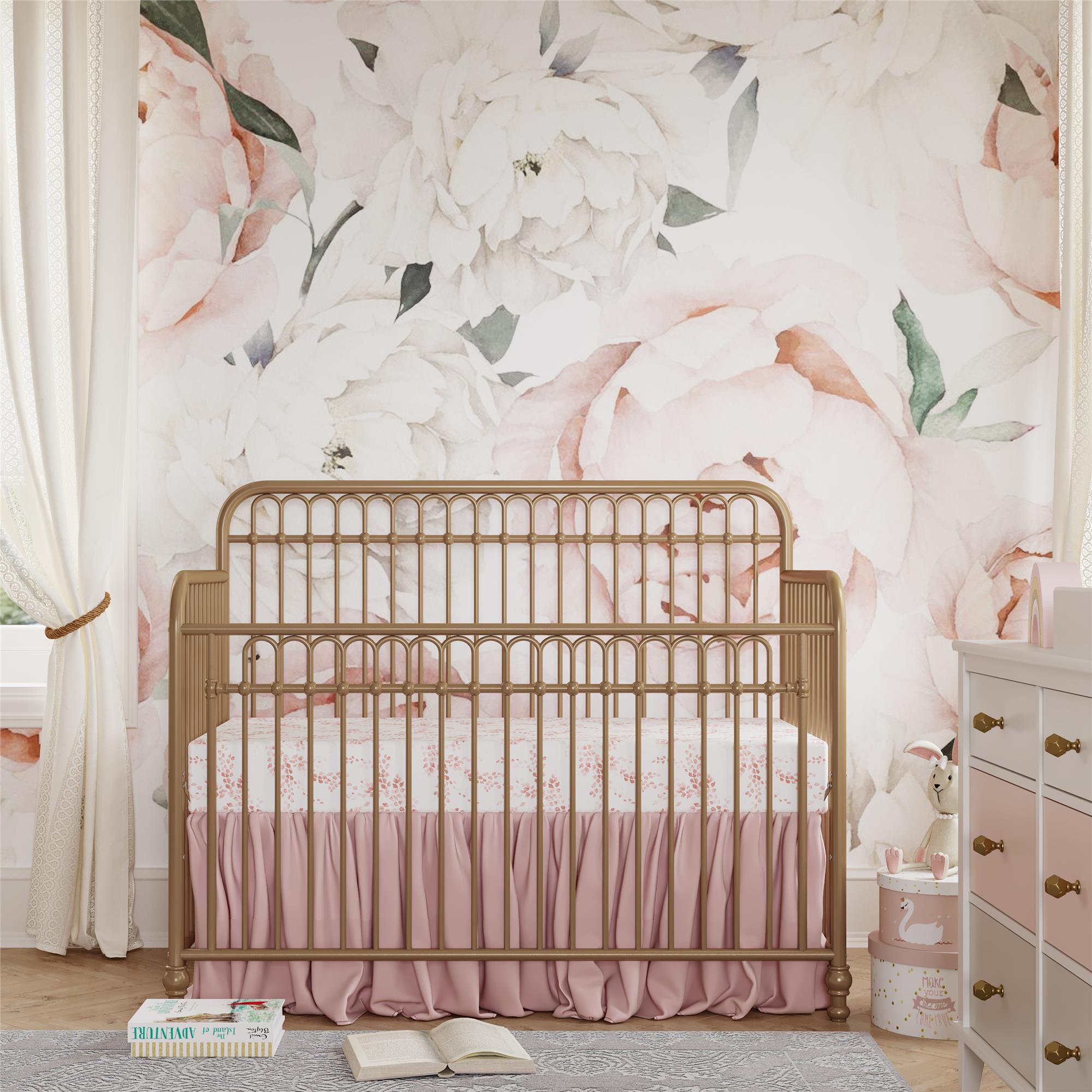 Little Seeds Ivy 3-in-1 Convertible Metal Crib - Gold