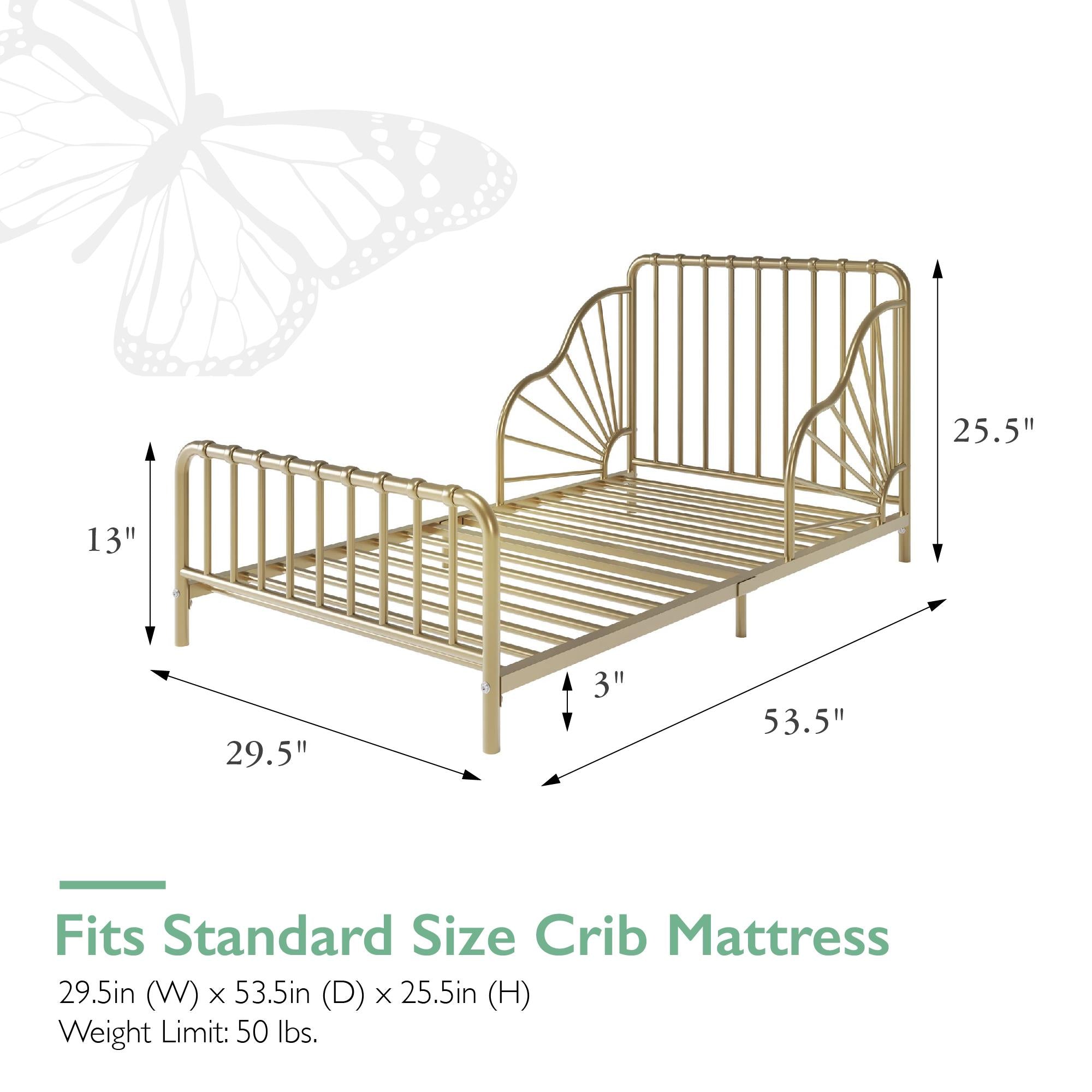 Quinn Toddler Bed - Gold - Crib & Toddler Mattress