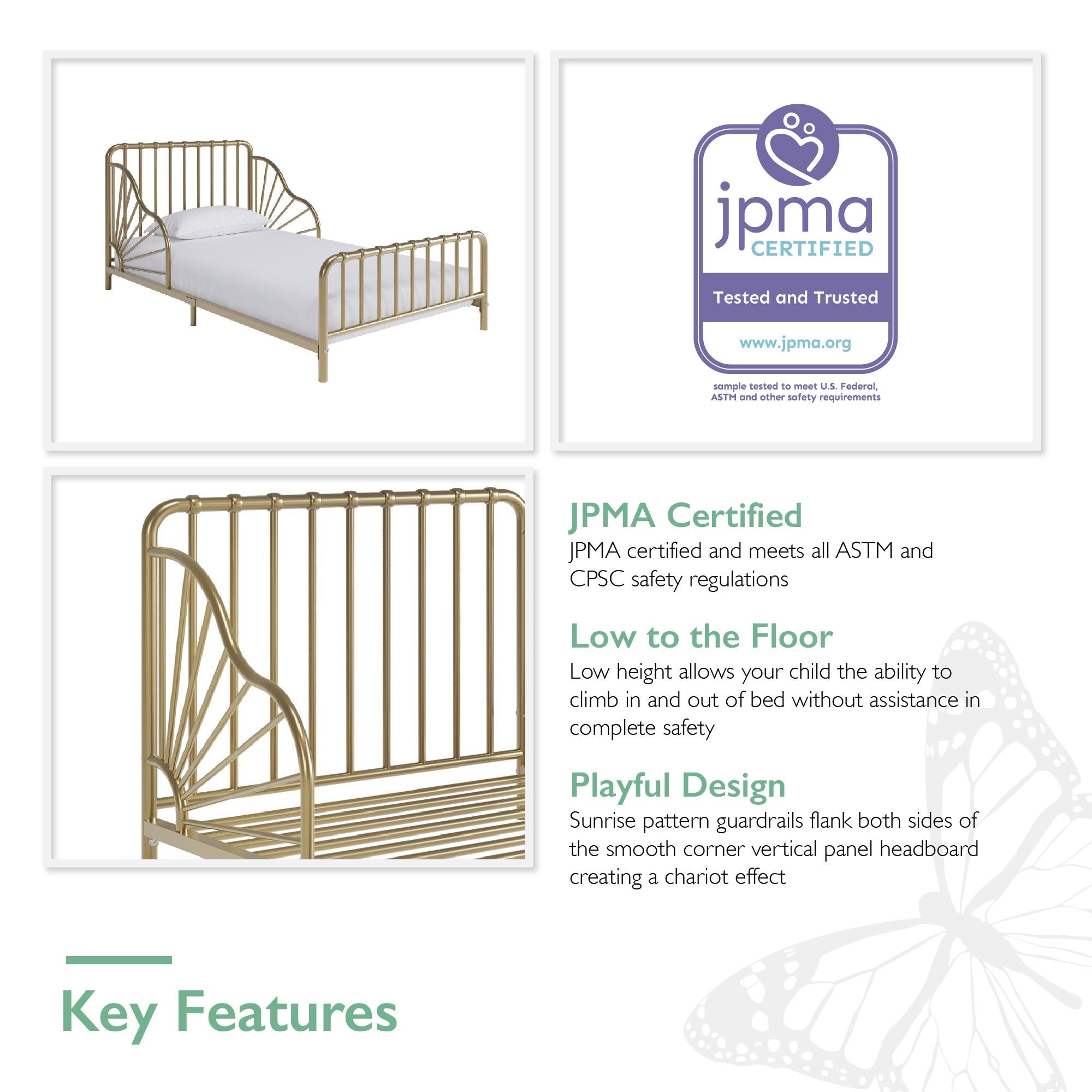 Quinn Toddler Bed - Gold - Crib & Toddler Mattress