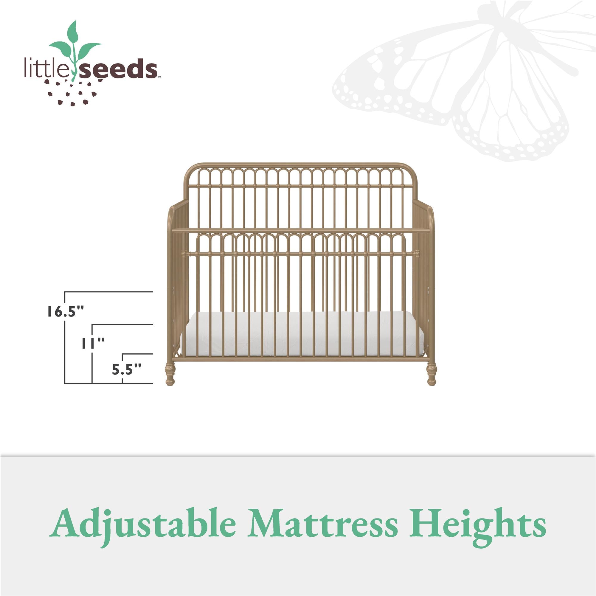 Little Seeds Ivy 3-in-1 Convertible Metal Crib - Gold
