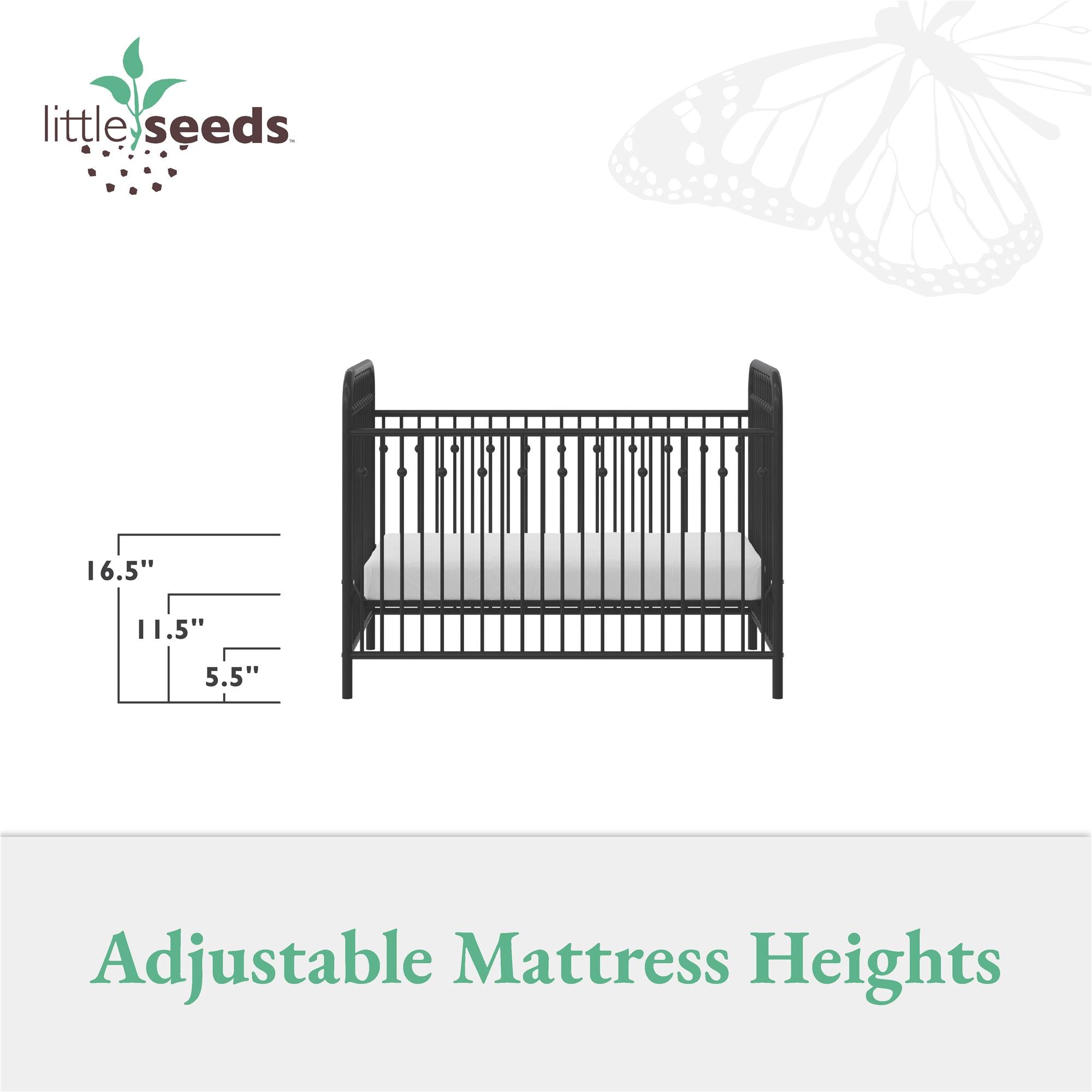 Little Seeds Monarch Hill Ivy Metal Baby Crib - Black