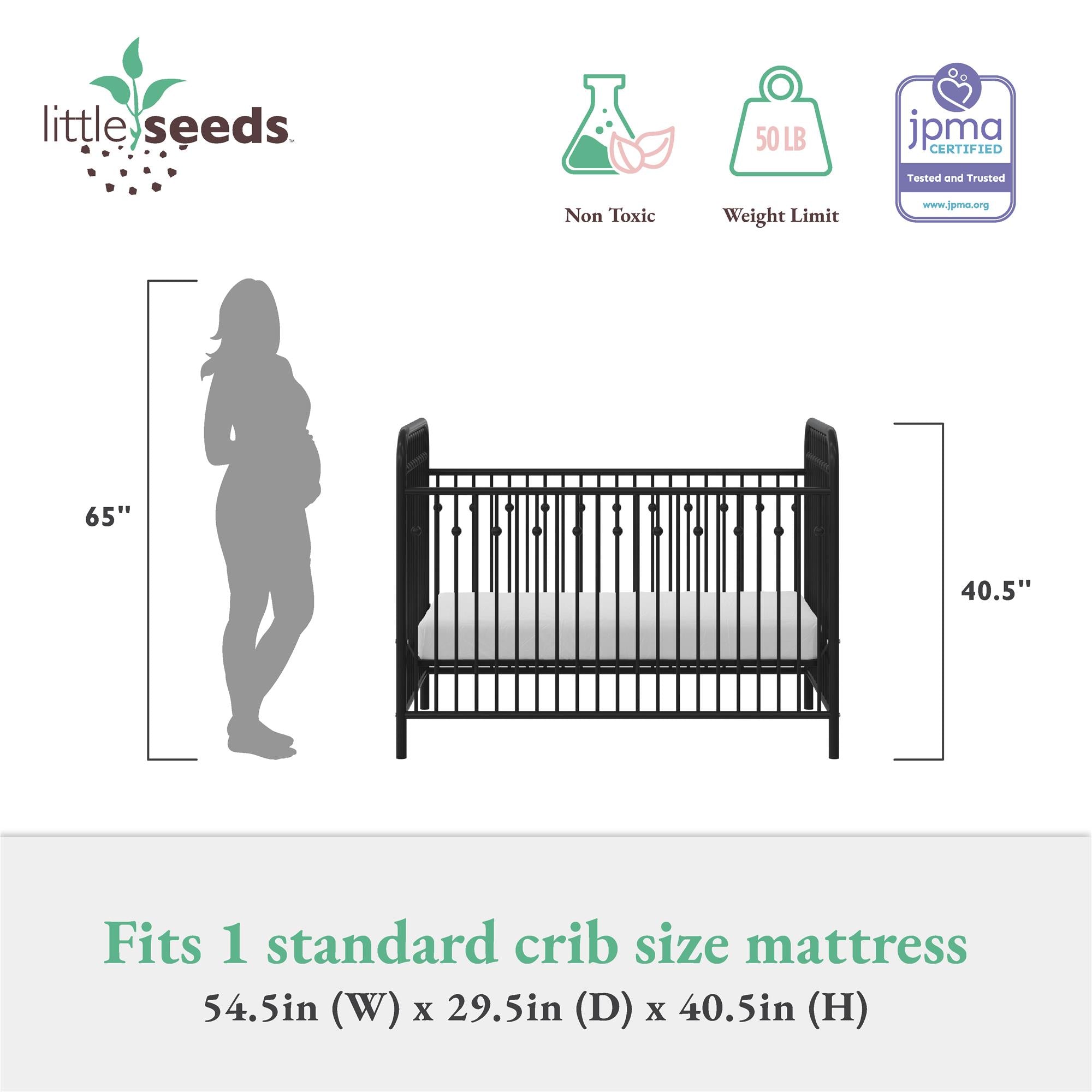 Little Seeds Monarch Hill Ivy Metal Baby Crib - Black