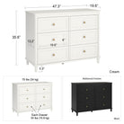 Piper 6 Drawer Dresser - Cream