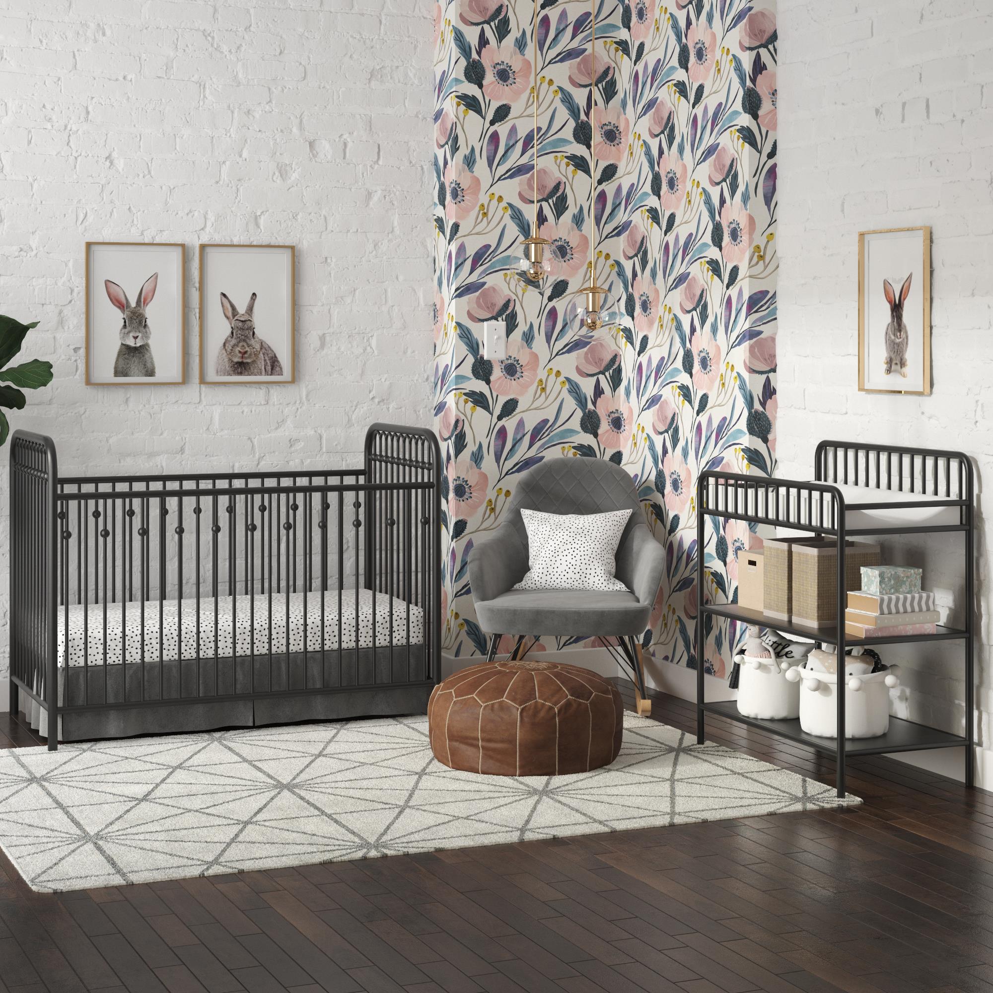 Little Seeds Monarch Hill Ivy Metal Baby Crib - Black