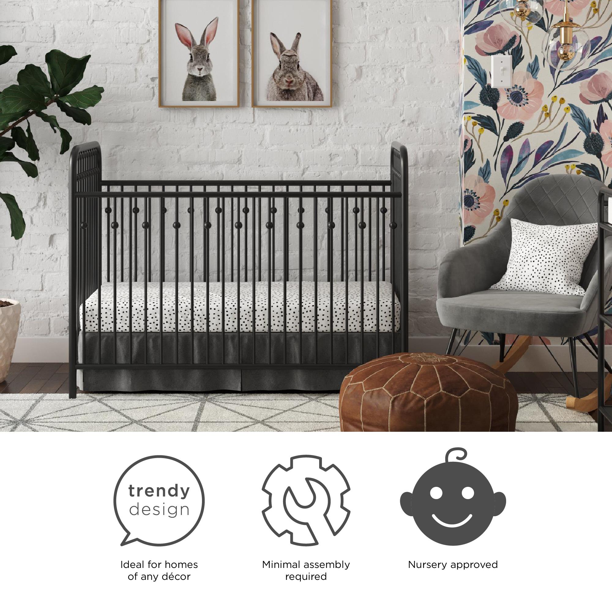 Little Seeds Monarch Hill Ivy Metal Baby Crib - Black