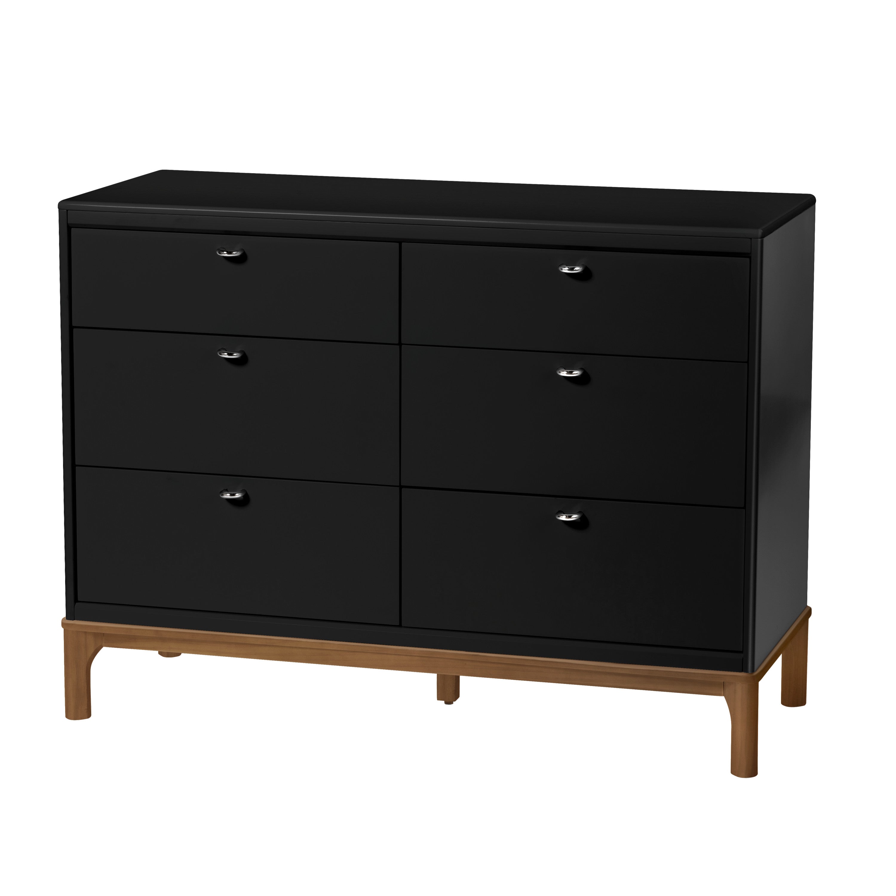 black wood 6 drawer dresser Pensy Solid Mid-Century Modern The dressing table of the 6 drawer tall dresser boasts thickened wood construction Aspen 6 Drawer Dresser |