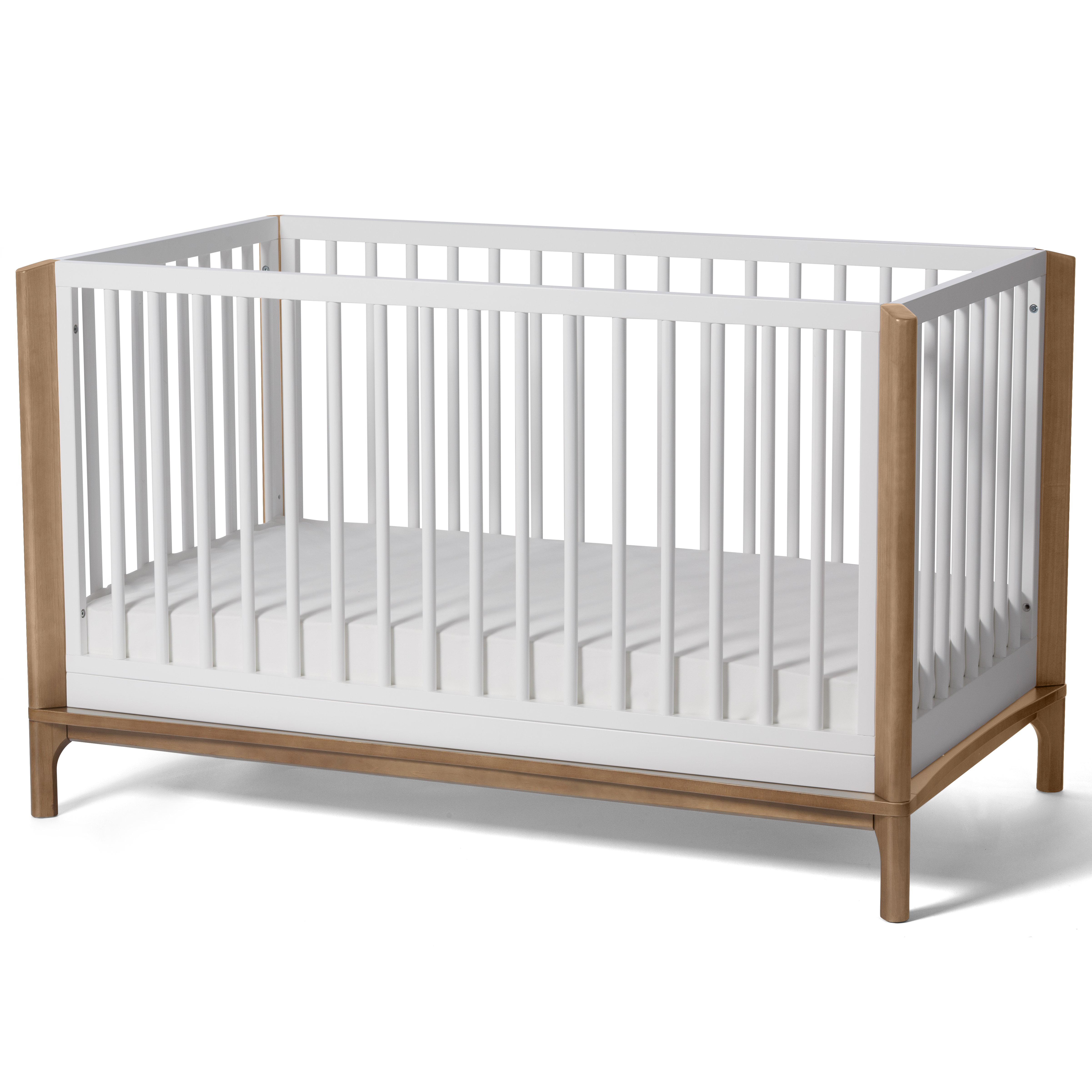 Laurel 4-in-1 Convertible Crib - True White/Chestnut