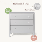 Clover 3-Drawer Single Dresser - transitional style - 3 deep drawers, round wood knobs, tapered feet