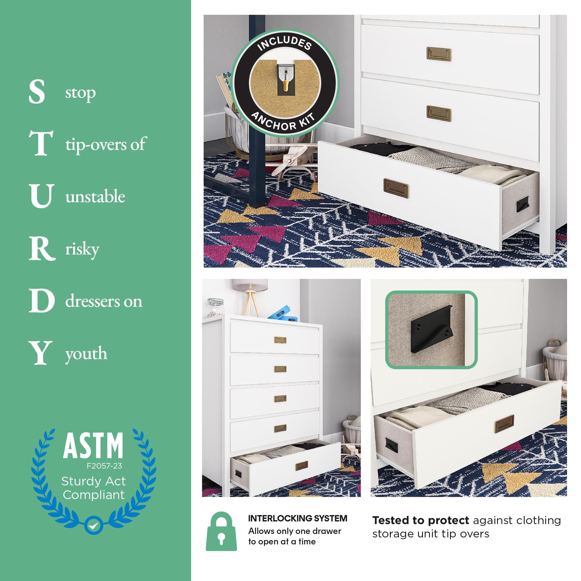 Piper 6 Drawer Dresser - ASTM Sturdy Act Compliant