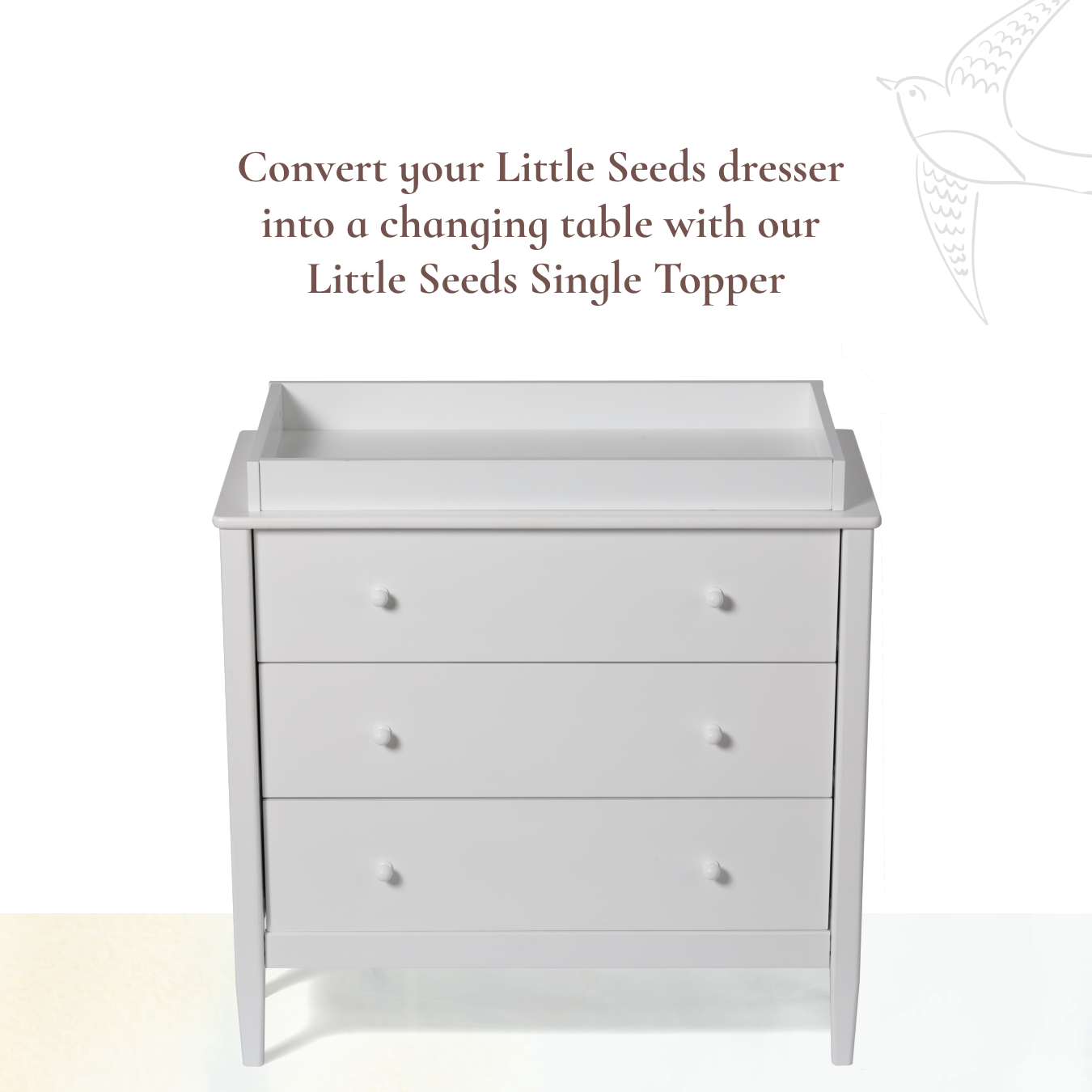Single Topper - Convert your Little Seeds dresser into a changing table with our Little Seeds Single Topper