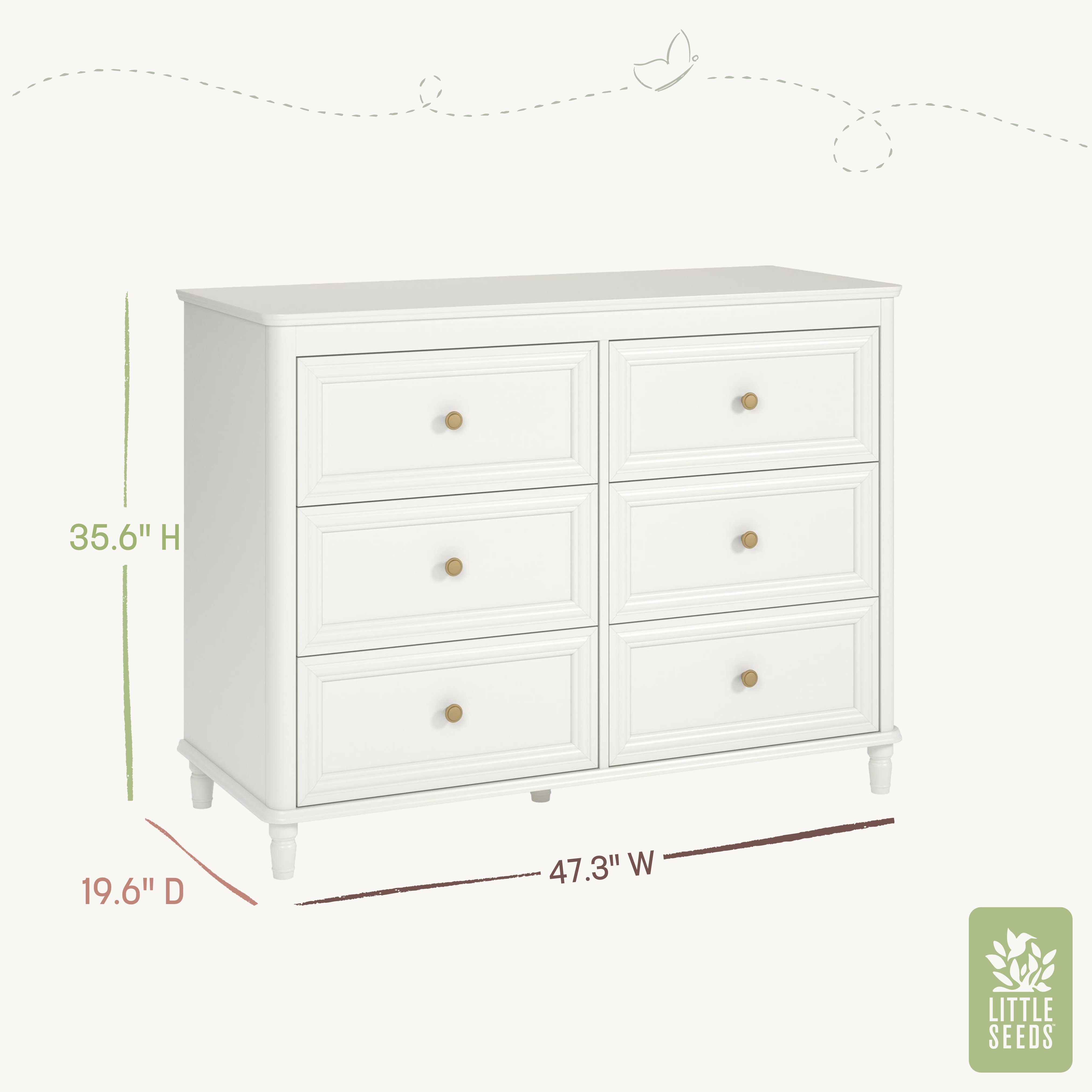 Piper 6-Drawer Double Dresser - dimensions